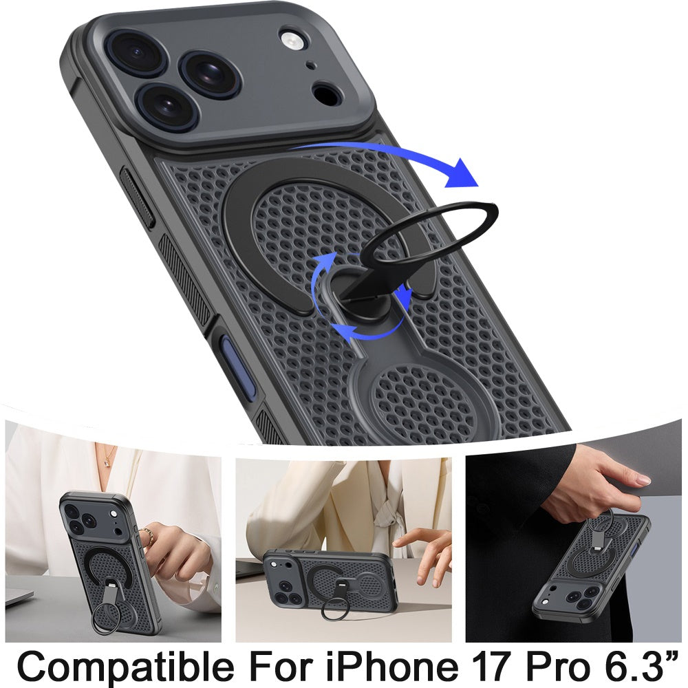 Phone Case for Apple iPhone 17 Pro (6.3") Magnetic Honeycomb Hybrid Rugged Armor Kickstand Dual Layer Shock Absorbing Hard PC Soft TPU Cover