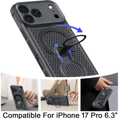 Phone Case for Apple iPhone 17 Pro (6.3") Magnetic Honeycomb Hybrid Rugged Armor Kickstand Dual Layer Shock Absorbing Hard PC Soft TPU Cover