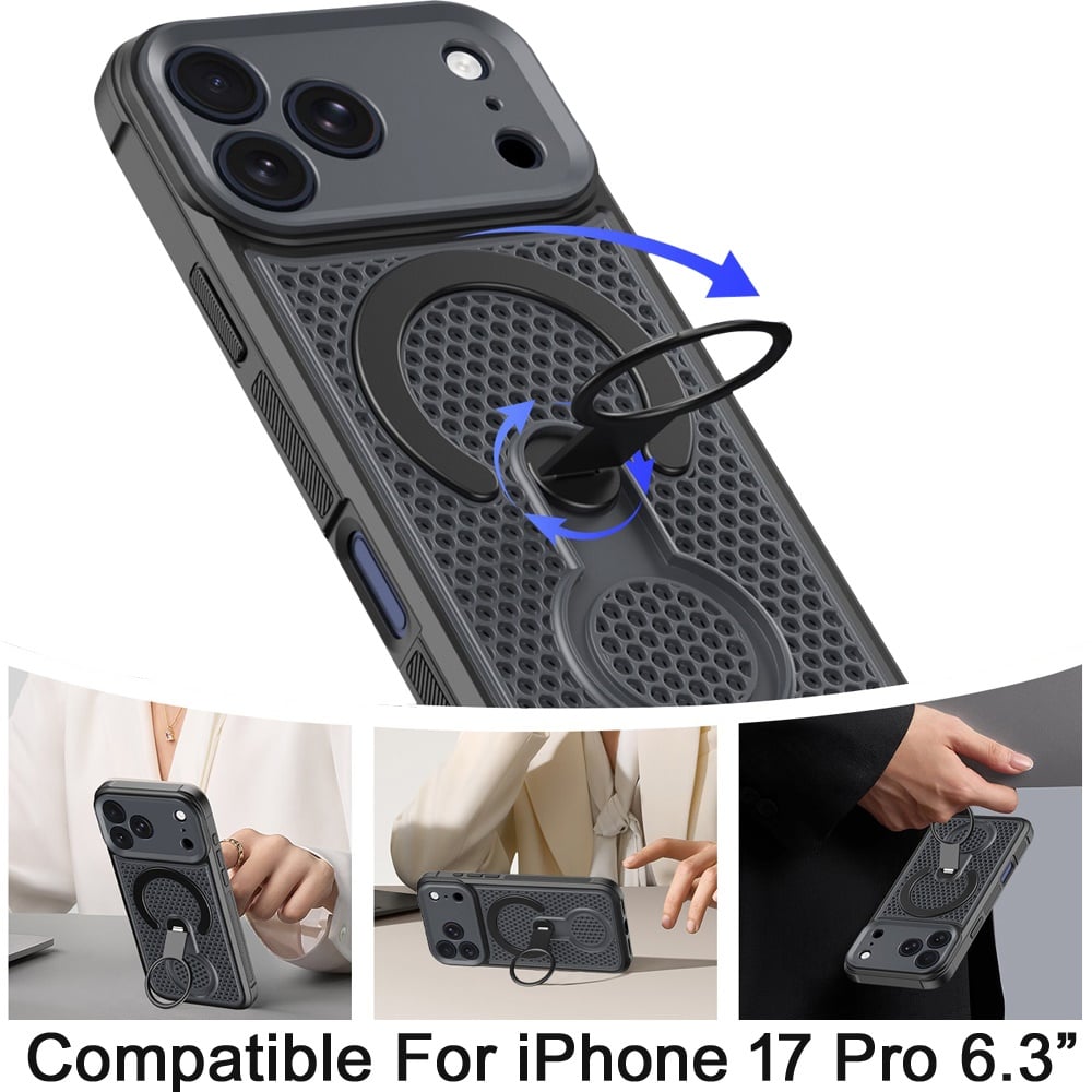 Phone Case for Apple iPhone 17 Pro (6.3") Magnetic Honeycomb Hybrid Rugged Armor Kickstand Dual Layer Shock Absorbing Hard PC Soft TPU Cover