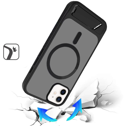Phone Case for Apple iPhone 11 Matte Magnetic Metal Kickstand Shockproof Grip Anti Slip Durable Protective Heavy Duty Hybrid Cover
