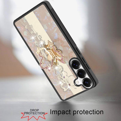 Phone Case for Samsung Galaxy S26 FE /Fan Edition Diamond Glitter Butterfly Engraved Ring Stand Luxury Bling Hybrid Shockproof Chrome Edge Protective Durable Grip Cover