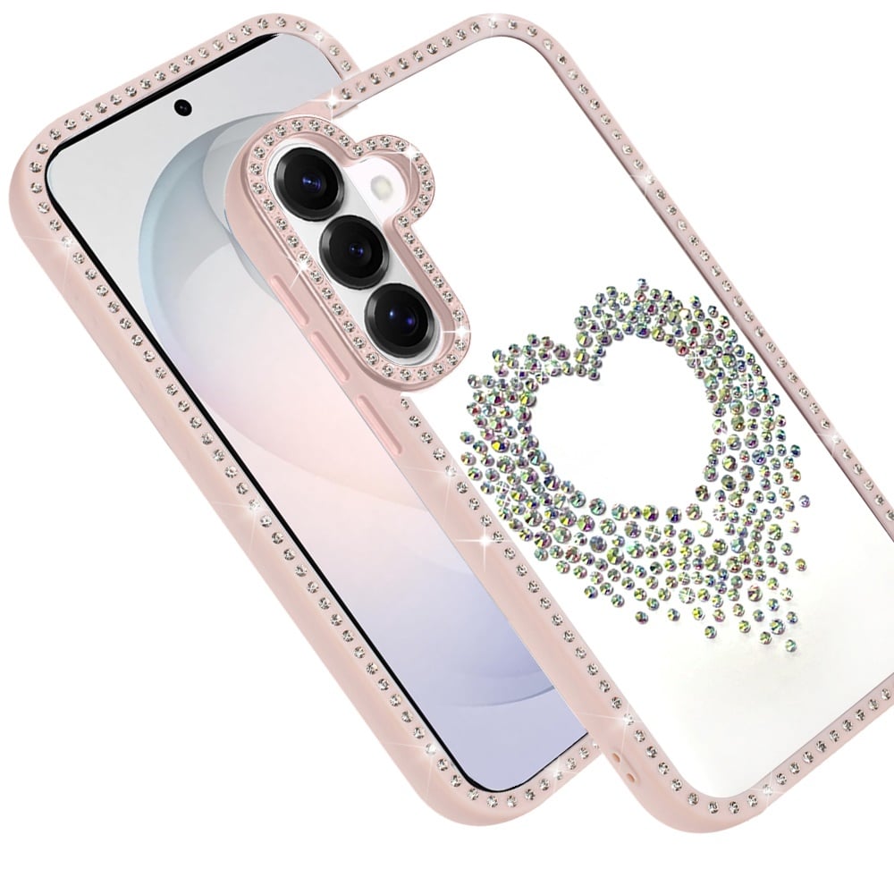 Phone Case for Samsung Galaxy S26 FE /S26 Fan Edition Angel Hearts Glitter Shimmer Diamond Edge Sparkle Hybrid Shockproof AntiSlip Grip Fashion Stylish Protective Bumper Cover