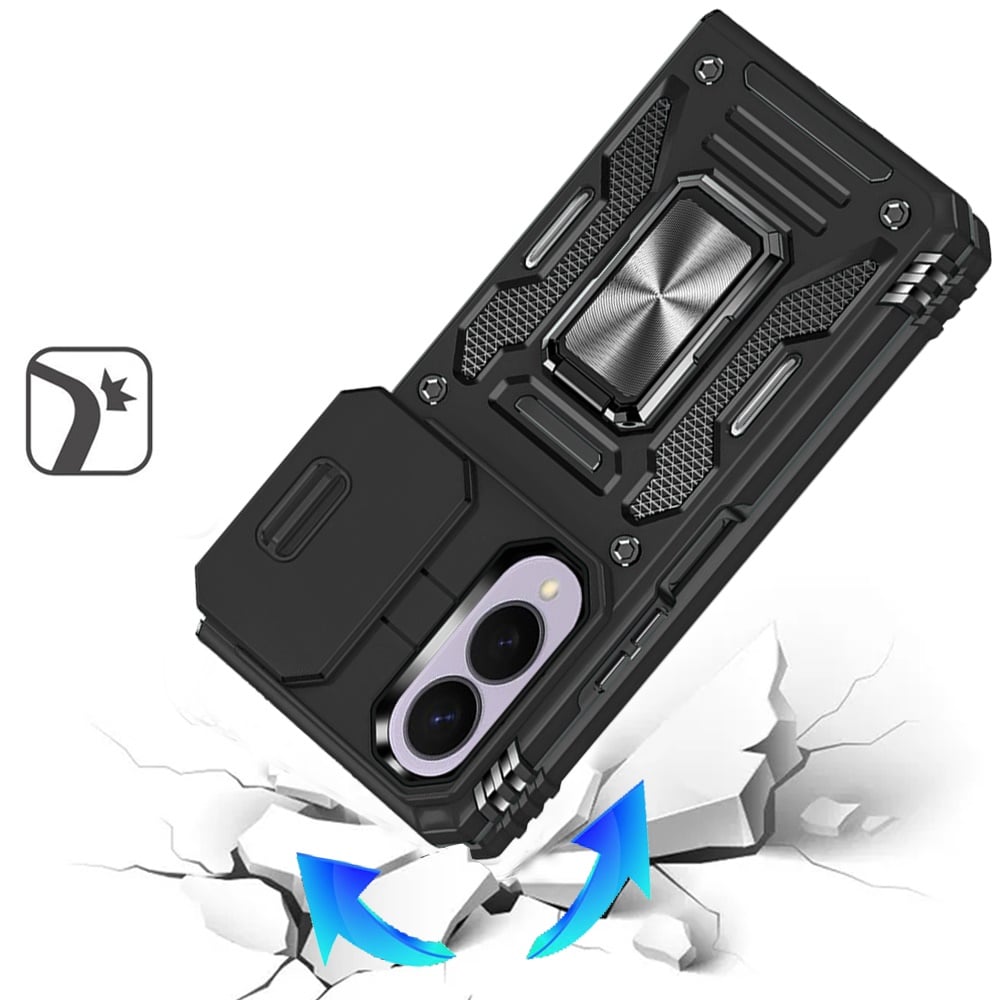 Phone Case for Samsung Galaxy Z Fold 8 Tough Metal Ring Shockproof Sliding Camera Window Hybrid Armor Rugged Anti Slip Heavy Duty Grip Cover