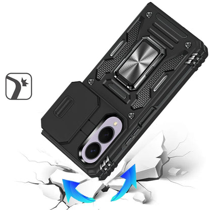 Phone Case for Samsung Galaxy Z Fold 8 Tough Metal Ring Shockproof Sliding Camera Window Hybrid Armor Rugged Anti Slip Heavy Duty Grip Cover