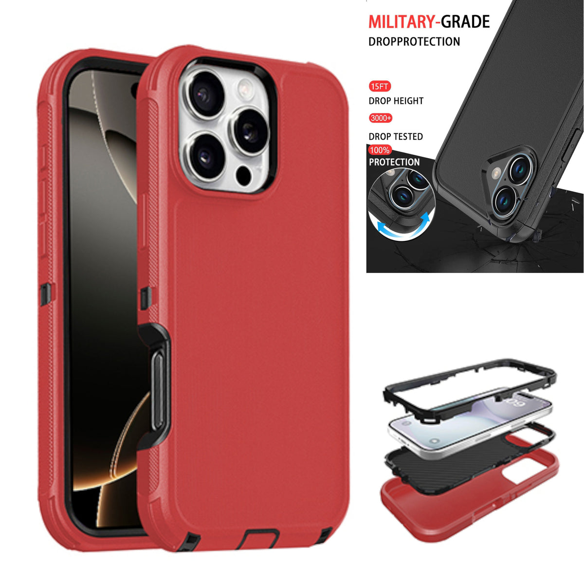 For Samsung Galaxy S25+ S25 Plus /S24+ Delux Armor Case Shockproof Rugged 3-Layer Protection Hybrid Heavy Duty with Enhanced Durability Case Cover