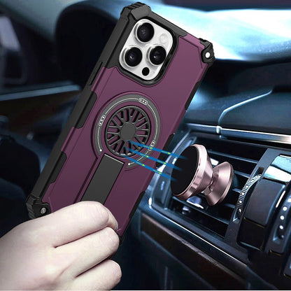 Phone Case for Apple iPhone 14 Pro Max Invisible Kickstand Magnetic Car Mount Friendly Shockproof Texture Anti Slip Durable Grip Heavy Duty Hybrid Cover Purple