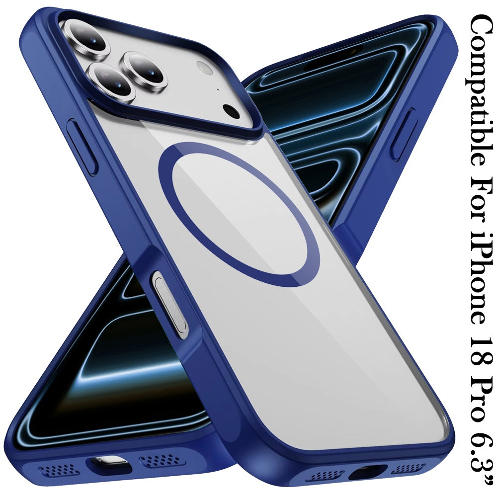 Phone Case for Apple iPhone 18 Pro Transparent Magnetic HQ Shockproof Hybrid 2.0mm Thick AntiSlip Grip Drop Protection Rugged Clear Durable Impact Cover