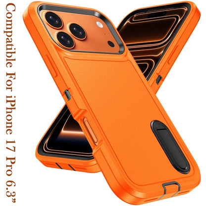For Apple iPhone 17 Pro Hybrid 3 Layers Hard 3in1 Shockproof with Kickstand Heavy Duty Hard TPU Rubber Anti-Drop Case Cover