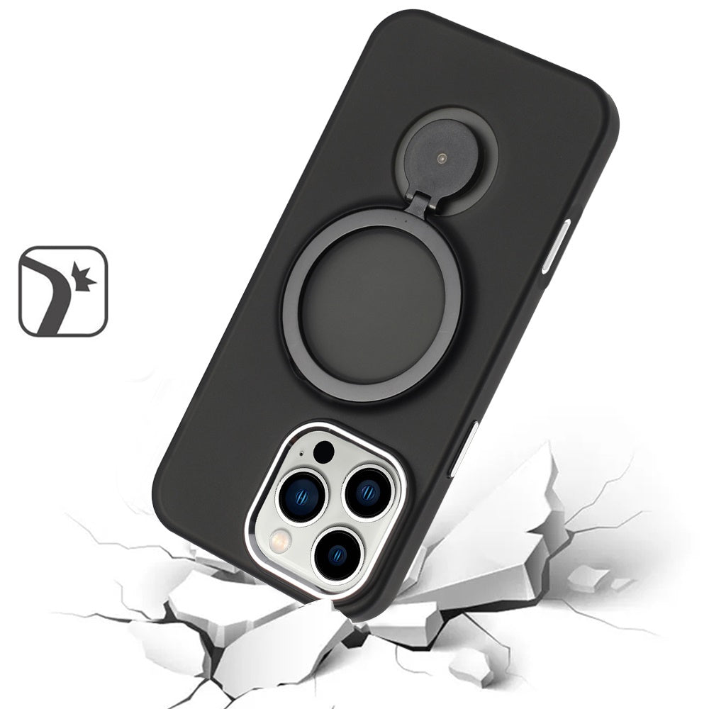 For Apple iPhone 17 Pro Max (6.9") MagSafe Compatible with 360° Ring Stand, Magnetic Kickstand, Slim Hybrid Protective Case Cover Black