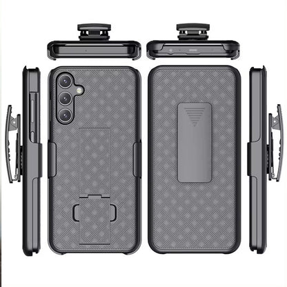 For Samsung Galaxy S25 /S24 Hybrid Slim 3-in-1 Shockproof Armor with Kickstand Holster Combo & Swivel Belt Clip Case Cover Black