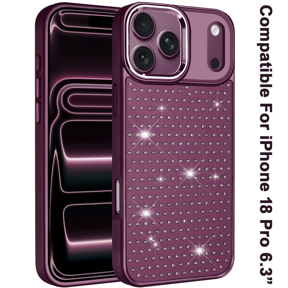 Phone Case for Apple iPhone 18 Pro Luxury Diamond Bling Sparkle Chrome Metallic Edge Shockproof Durable Protective Stylish Premium Hybrid Design Cover