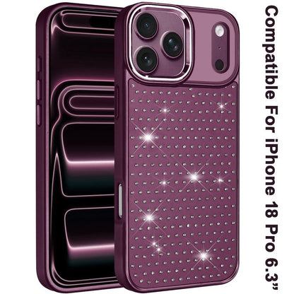 Phone Case for Apple iPhone 18 Pro Luxury Diamond Bling Sparkle Chrome Metallic Edge Shockproof Durable Protective Stylish Premium Hybrid Design Cover