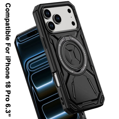 Phone Case for Apple iPhone 18 Pro Magnetic Ring Circle Stand Shockproof 360 Rotating Kickstand Hybrid Armor Anti Slip Protective Grip Frame Cover