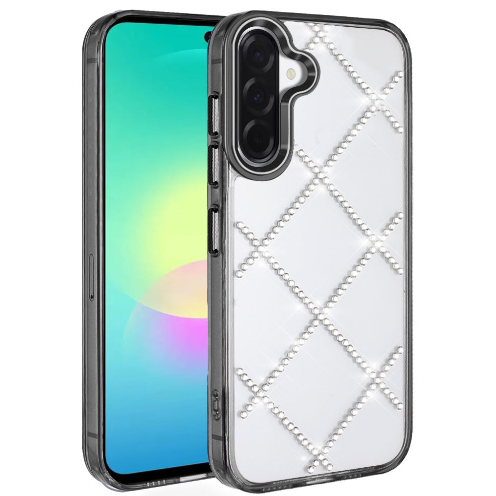 Phone Case for Samsung Galaxy A27 Gem Glitter Diamond Transparent Hard TPU Hybrid Shockproof Protective Colorful Durable Anti Scratch Grip Cover