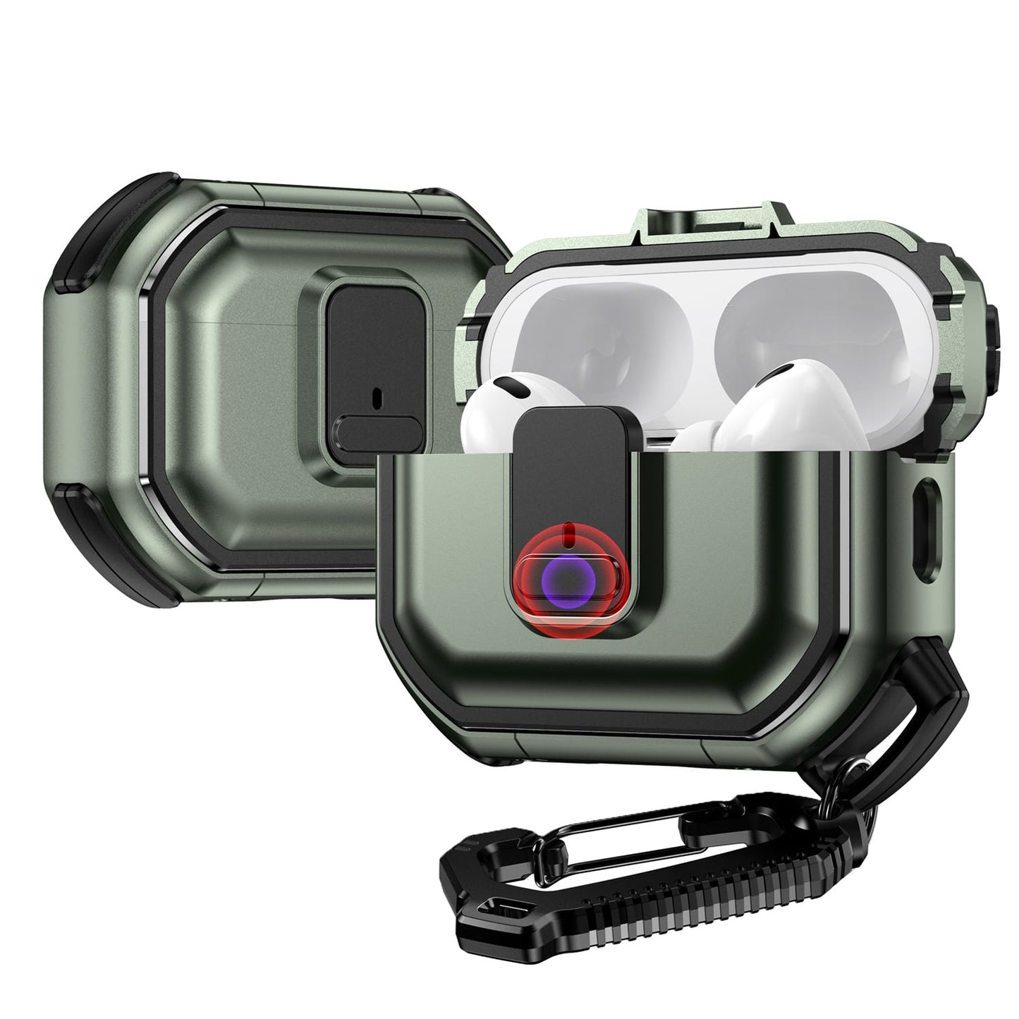 AirPods Case for Apple Airpods Pro 3 Switch Button Shockproof Hybrid Scratch Resistant Dust Proof Wireless Charging Compatible Belt Loop Cover