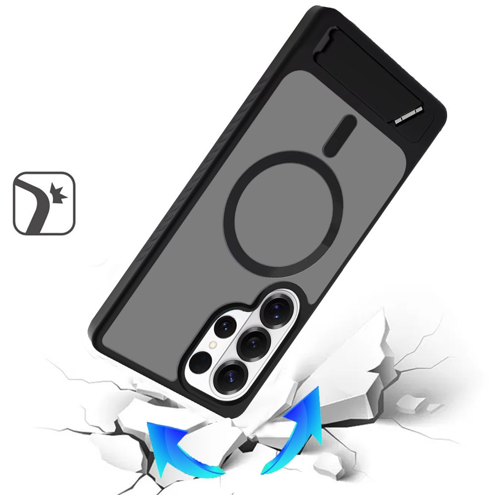 For Apple iPhone 17E /16E Matte Magnetic Circle Back TPU Hybrid Drop Protection with Metal Kickstand Shockproof Design Case Cover