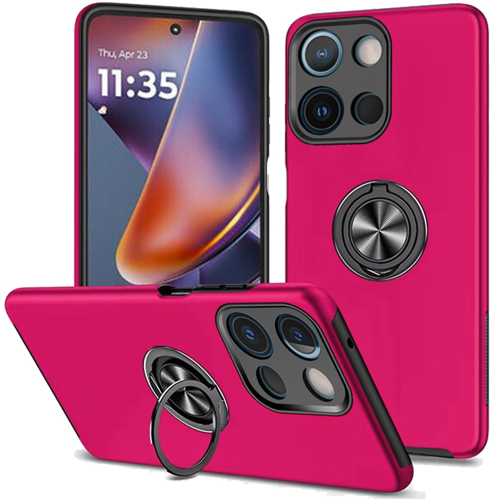 For Motorola Moto G Power 5G (2025) Hybrid 360 Degree Rotatable Metal Invisible Ring Stand Holder Slim Fit Magnetic Car Mount Shockproof Case Cover