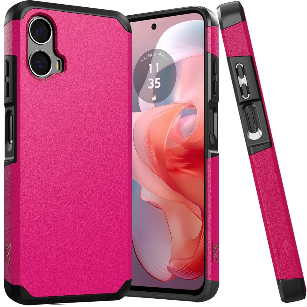 For Motorola Moto G Power 5G 2024 Fashion Graphic Design Hybrid 2in1 Tough Strong Hard PC TPU Frame, Magnet Mount Friendly, Shockproof Protection Case Cover Hotpink