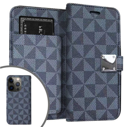 For Apple iPhone 15 Pro (6.1") Premium Fabric Wallet Case 6 Credit Card Slots ID Cash Storage Carrying Pouch Folio Flip  Phone Case Cover