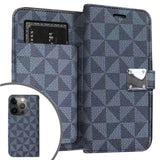 For Apple iPhone 15 Pro (6.1") Premium Fabric Wallet Case 6 Credit Card Slots ID Cash Storage Carrying Pouch Folio Flip  Phone Case Cover