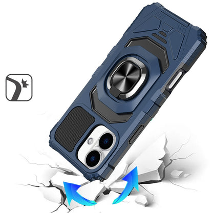 For Apple iPhone 17 (6.3") Hybrid Dual Layer with 360° Rotate Magnetic Ring Stand Holder Kickstand TPU Rugged PC Shockproof Case Cover