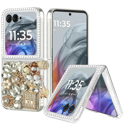 For Motorola Razr 2025 /2024 Bling Crystal 3D Full Diamonds Luxury Sparkle Rhinestone Hybrid Case Cover Crystal Exquisite Garden