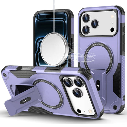 Phone Case for Apple iPhone 17 Pro Max (6.9") Magnetic Kickstand Rugged Shockproof Armor Grip Anti Slip Heavy Duty Protective Matte Stand Hybrid Cover Purple