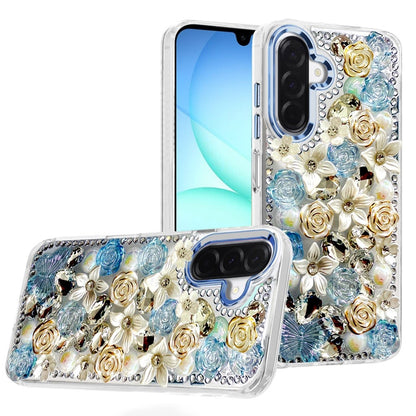 Luxury Rose Bling Rhinestone Glitter Floral Hybrid Shockproof Stylish Protective Designer Ornament Sparkle