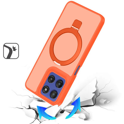 For Motorola Moto G Stylus 5G 2026 /2025 Magnetic Circle Back with Ring Stand Full Rotation Matte Hybrid Shockproof Case Cover Cosmic Orange