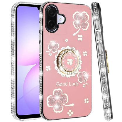Diamonds Bling All Around Edges Sparkly Glitter Hybrid with Ring Stand Holder Fashion Good Luck
