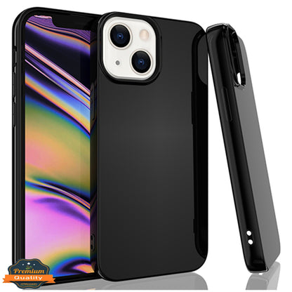 For Apple iPhone 15 Pro (6.1") Slim Thin Silicone Soft Skin Flexible TPU Gel Rubber Candy Gummy Protective Hybrid Black Phone Case Cover