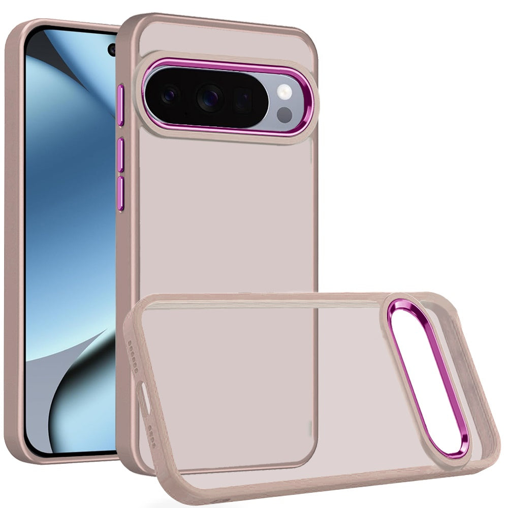 Phone Case for Google Pixel 11 Pro XL Polished Acrylic Hybrid TPU Slim Shockproof Metal Button Thick Durable Grip Camera Protection Anti-Scratch Cover