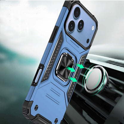 Phone Case for Apple iPhone 18 Pro Magnetic Car Mount Hybrid Ring Stand Shockproof Rugged Grip Armor Heavy Duty Protective TPU Durable Cover Blue