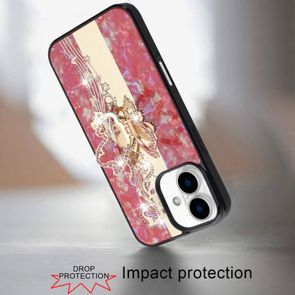 For Apple iPhone 17 (6.3") Diamonds 3D Fashion Bling Sparkly Glitter Ornaments Engraving Hybrid with Ring Stand Case Cover