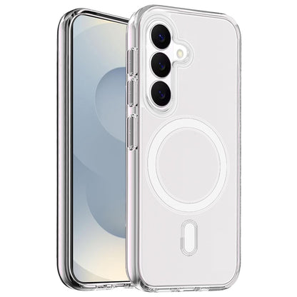 For Samsung Galaxy S26 MagSafe Compatible Transparent Hybrid Case with Magnetic Circle, Shock Absorption TPU Rubber Case Cover