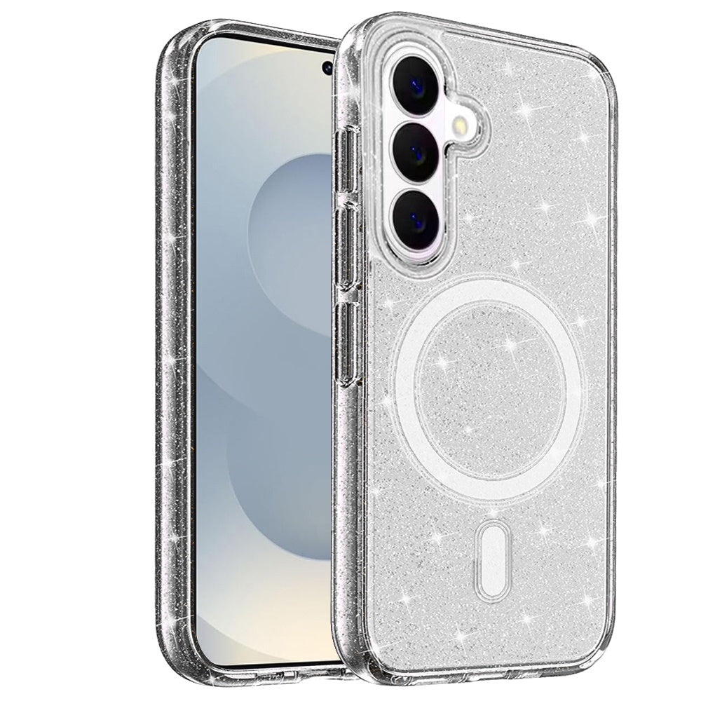 For Samsung Galaxy S26+ / S26 Plus MagSafe Compatible Glitter Sparkle Bling Hybrid Case with Magnetic Circle, Slim TPU & Hard PC Frame Case Cover