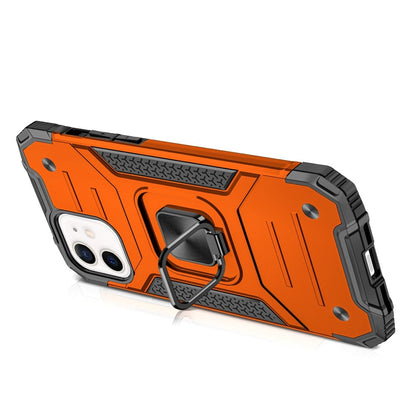 For iPhone 12 / iPhone 12 Pro (6.1") Armor Hybrid Magnetic Stand with Ring Holder Kickstand Shockproof Heavy-Duty Durable Rugged TPU Dual Layer Case Cover Cosmic Orange