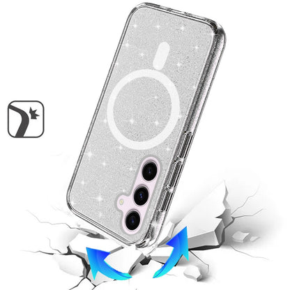 For Samsung Galaxy S26+ / S26 Plus MagSafe Compatible Glitter Sparkle Bling Hybrid Case with Magnetic Circle, Slim TPU & Hard PC Frame Case Cover