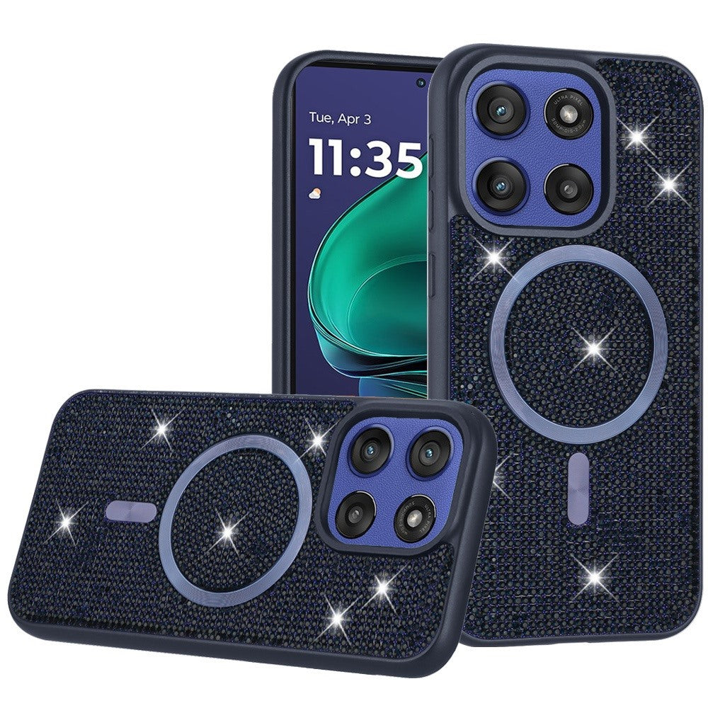 For Motorola Moto G 5G 2025 Sparkly Diamond Bling Case Rhinestone Skin Hybrid with Magnetic Circle, MagSafe Compatible Case Cover