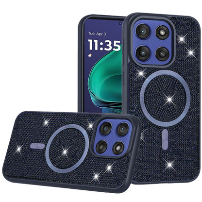 For Motorola Moto G Stylus 5G 2025 Sparkly Diamond Bling Case Rhinestone Skin Hybrid with Magnetic Circle, MagSafe Compatible Case Cover