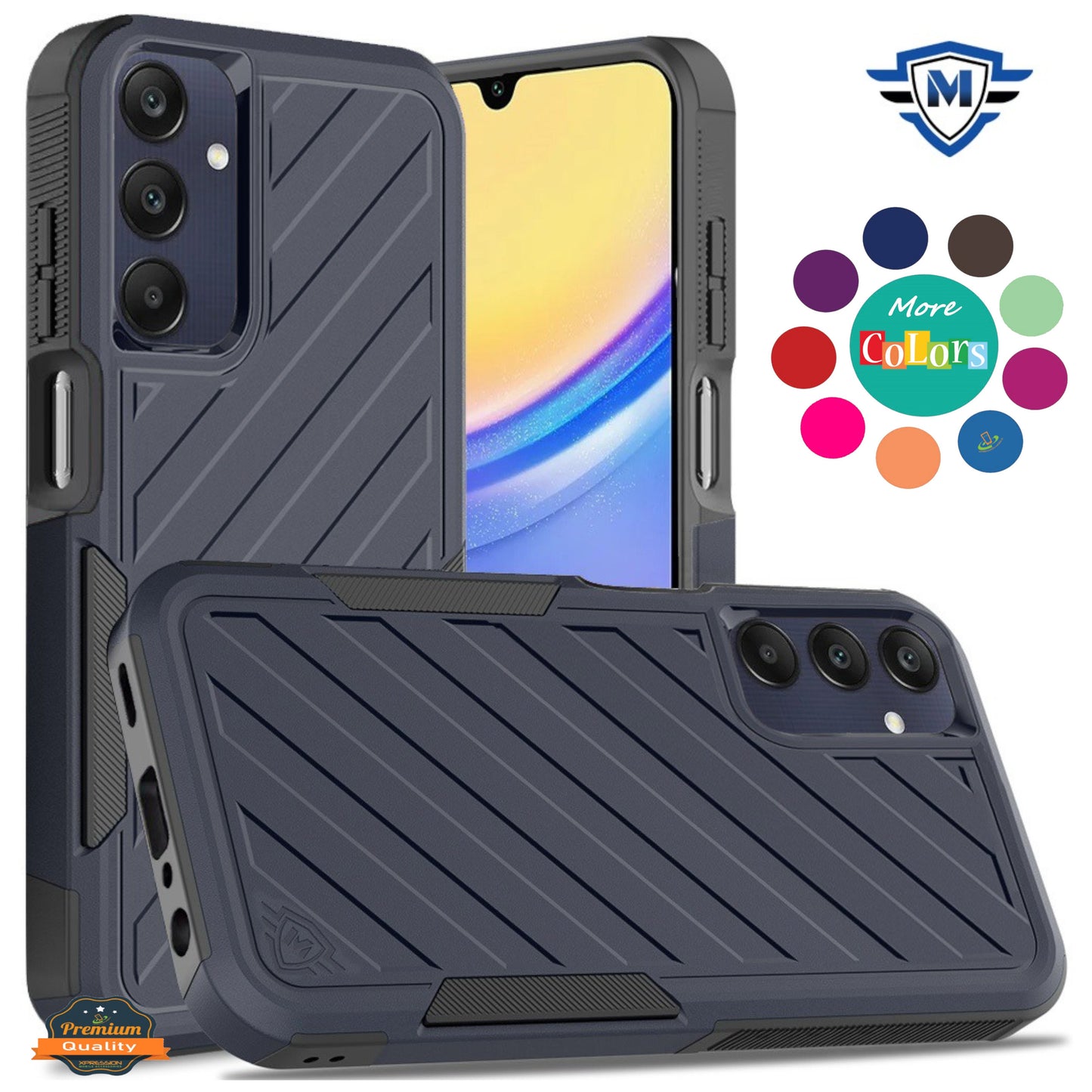 For Samsung Galaxy A26 Premium Hybrid Rugged lined Shockproof Textured 2-in-1 Non-Slip Hard PC & TPU Non Slip Tough Case Cover