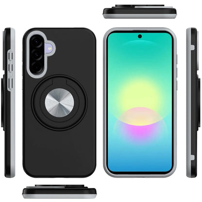 Phone Case for Samsung Galaxy A27 Shockproof Magnetic Ring Stand Rotating CarMount Hybrid Metal Matte Finish AntiSlip Grip Kickstand Cover