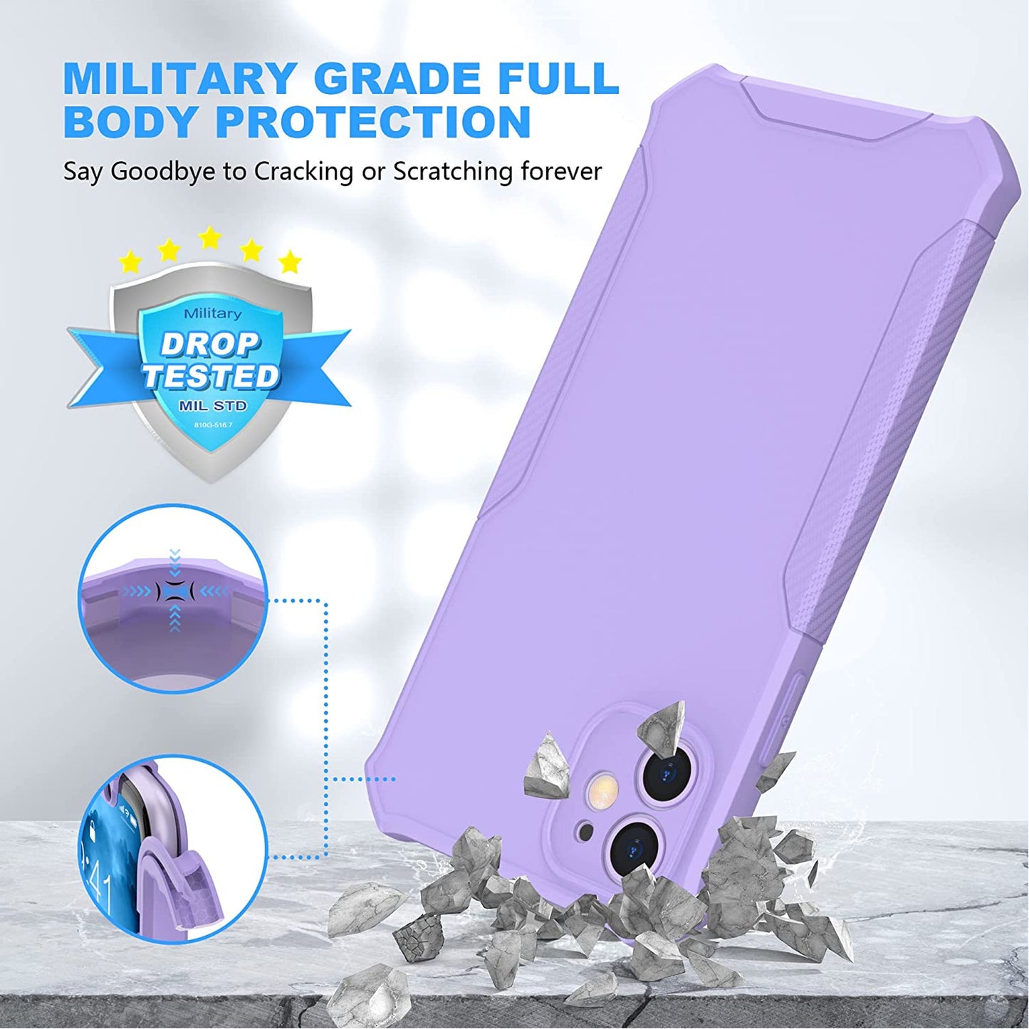For Samsung Galaxy Xcover 7 Pro, Samsung Galaxy Xcover 6, Samsung Galaxy Xcover 6 Pro Full-Body Dual Layer Hybrid Case Slim, Drop-Proof TPU Hard PC, Durable Corner Front Bumper Protector Case Cover Purple