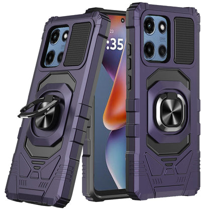 For Motorola Moto G 5G 2025 Hybrid Dual Layer with 360° Rotate Magnetic Ring Stand Holder Kickstand TPU Rugged PC Shockproof Case Cover