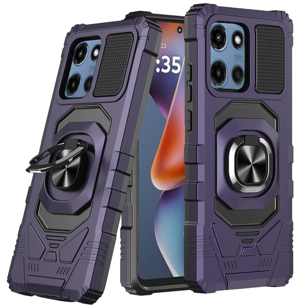 For Motorola Moto G Power 5G (2025) Hybrid Dual Layer with 360° Rotate Magnetic Ring Stand Holder Kickstand TPU Rugged PC Shockproof Case Cover