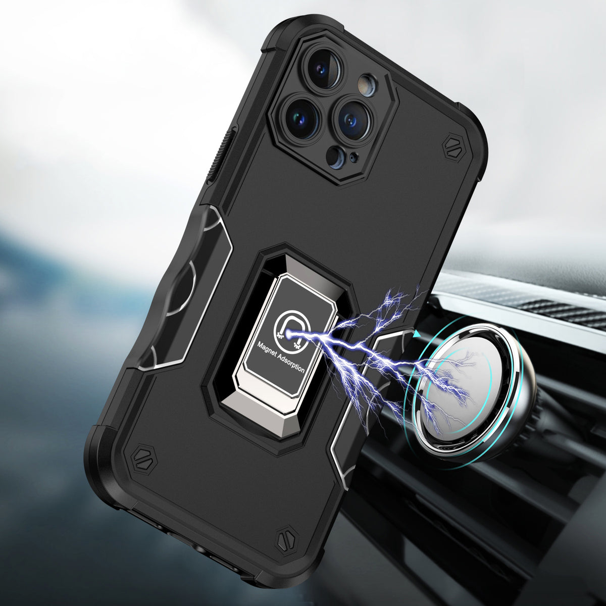 For Motorola Razr 2025 /2024 Hybrid Stand Magnetic Ring Holder Kickstand Heavy Duty Rugged Drop Silicone & Hard PC Shockproof Case Cover