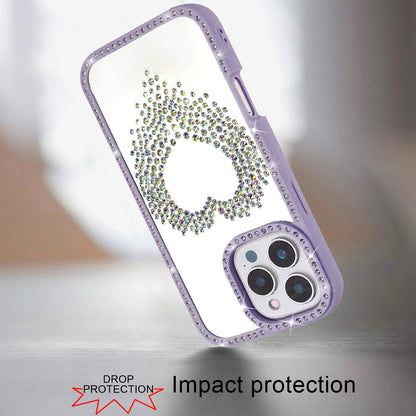 For iPhone 16 Pro Max (6.9") Angel Hearts Glitter Shimmer Diamond Edge Hybrid Drop Protection Shockproof Design Case Cover