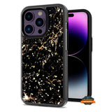 For Apple iPhone 15 Pro (6.1") Pattern Design Bling Glitter Shockproof Hybrid Soft TPU Frame and Hard PC Back Slim  Phone Case Cover