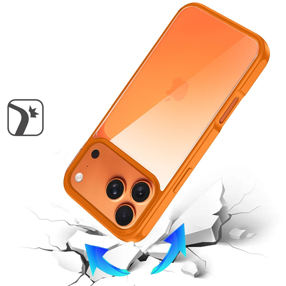 For Apple iPhone 17 Pro (6.3") Hybrid Transparent HQ Slim Shockproof Clear Protective Thick 2.0mm TPU Frame Case Cover Cosmic Orange