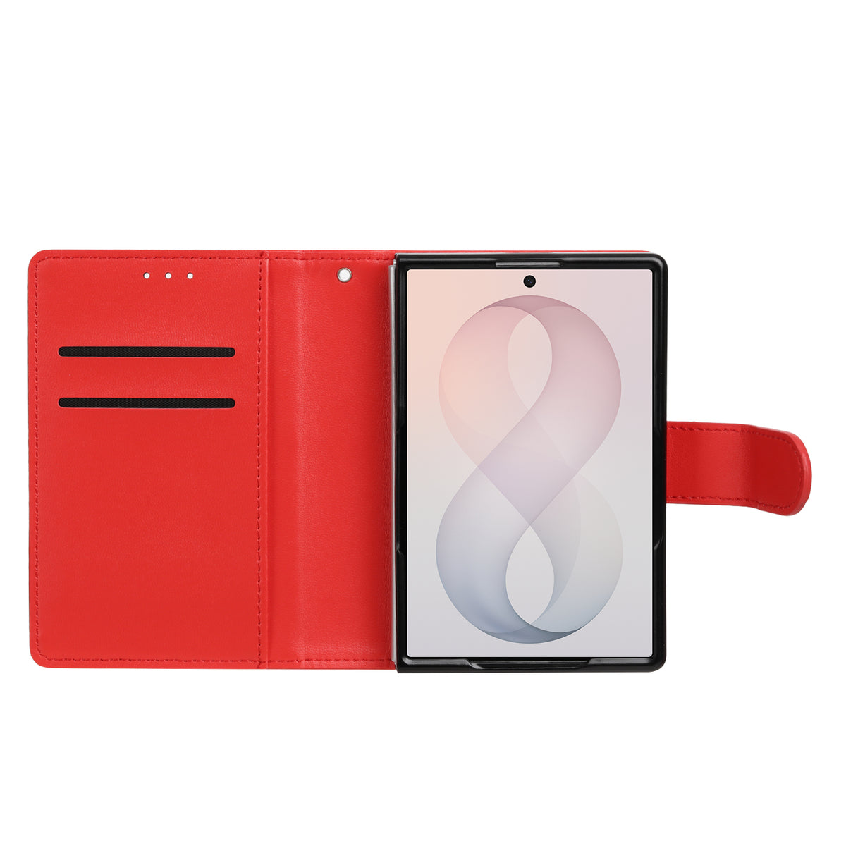 Phone Case for Samsung Galaxy Z Fold 8 Leather Wallet Folio Credit Card Holder with Magnetic Closure Wrist Strap Classic Flip Design Storage Slots Cover
